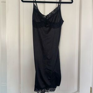 BLACK LACE SLIP FORMAL DRESS